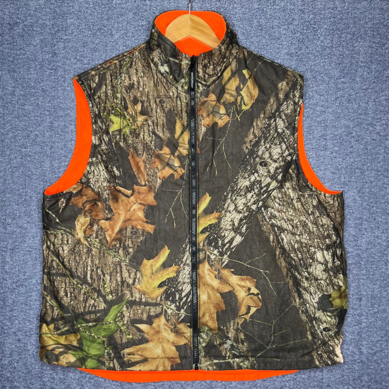 Vintage Woolrich Men's Blaze Orange Camo Vest Outdoor Guide Collection Size L